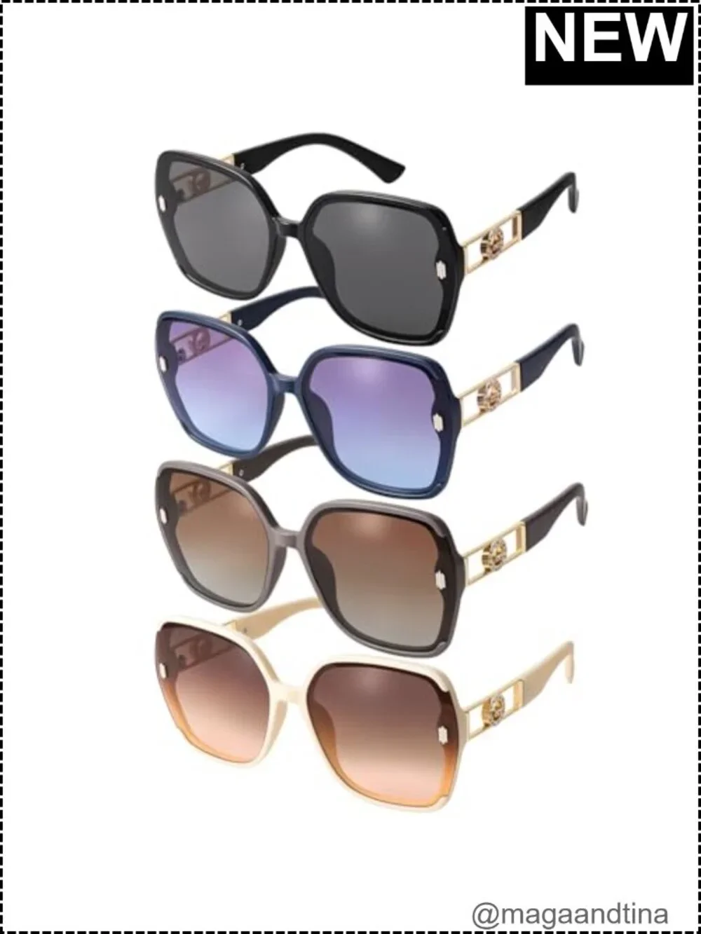 Retro 70s Oversized Square Sunglasses 4 Pack Rhinestone UV400